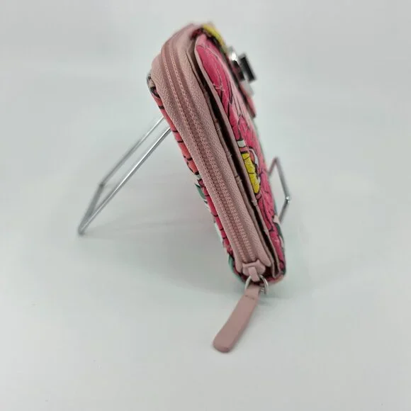Vera Bradley Pink Floral Quilted Cotton Turnlock Wallet Zip Around Botanical - Picture 9 of 12
